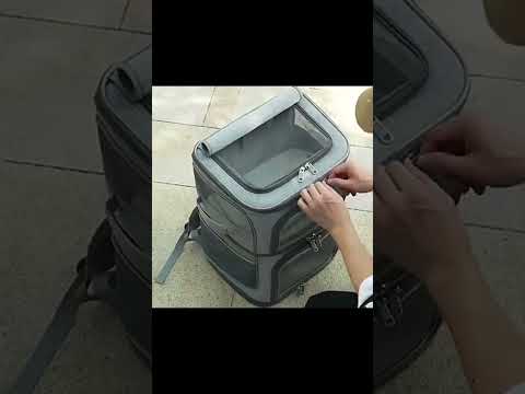 Double Layer Cat Carrier Bag With Wheels 4 Color Backpack