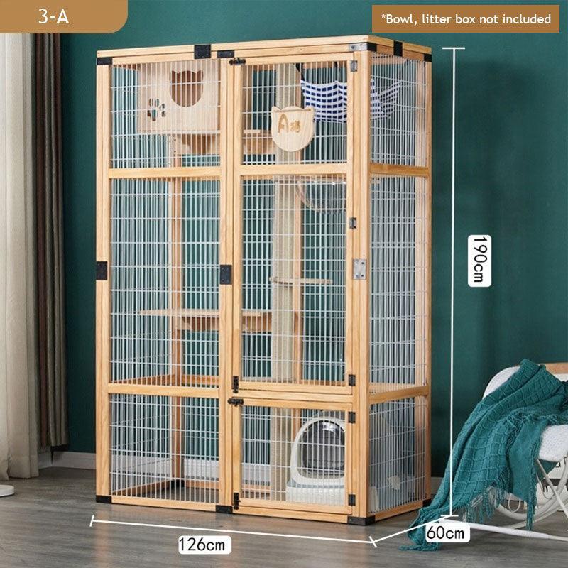 Large Wooden Outdoor Cat Enclosure White Mesh
