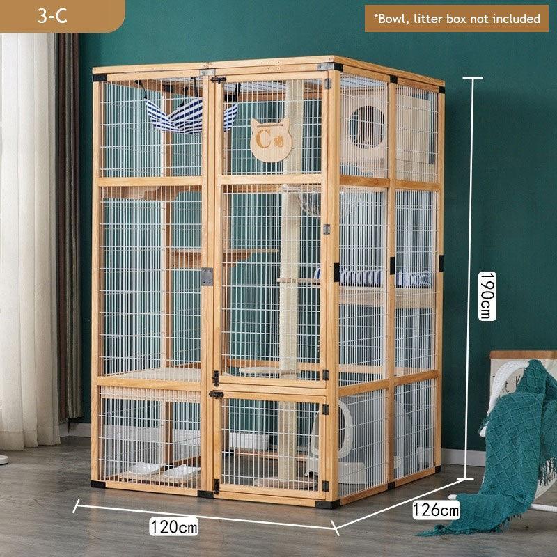 Large Wooden Outdoor Cat Enclosure White Mesh