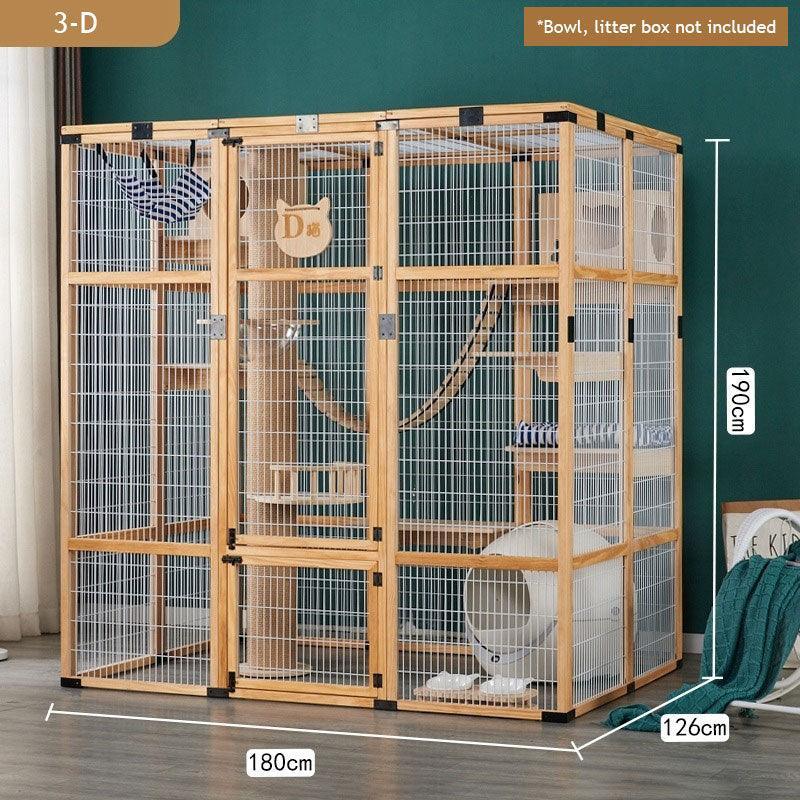 Large Wooden Outdoor Cat Enclosure White Mesh