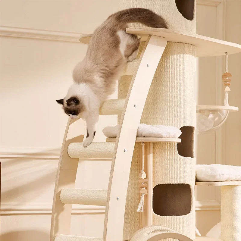 6.6 FT Tall Cat Castle with Ladder Large Climbing Tree