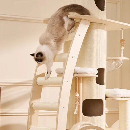 6.6 FT Tall Cat Castle with Ladder Large Climbing Tree