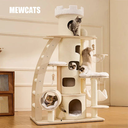 6.6 FT Tall Cat Castle with Ladder Large Climbing Tree