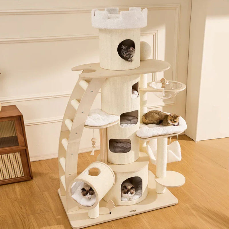6.6 FT Tall Cat Castle with Ladder Large Climbing Tree