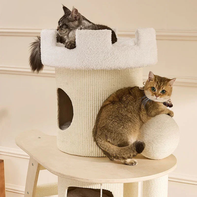 6.6 FT Tall Cat Castle with Ladder Large Climbing Tree