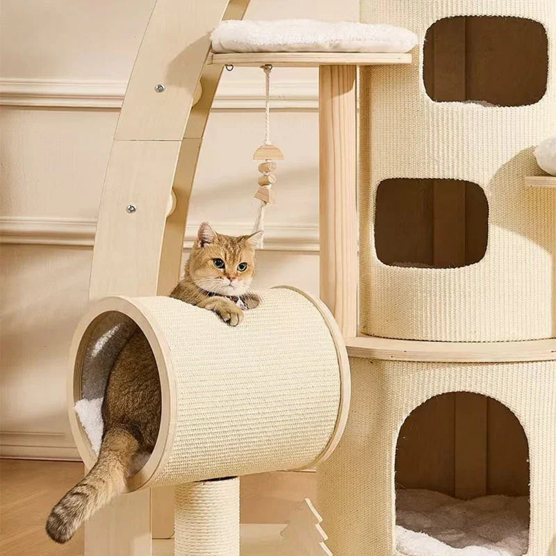 6.6 FT Tall Cat Castle with Ladder Large Climbing Tree