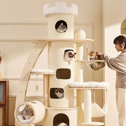 6.6 FT Tall Cat Castle with Ladder Large Climbing Tree