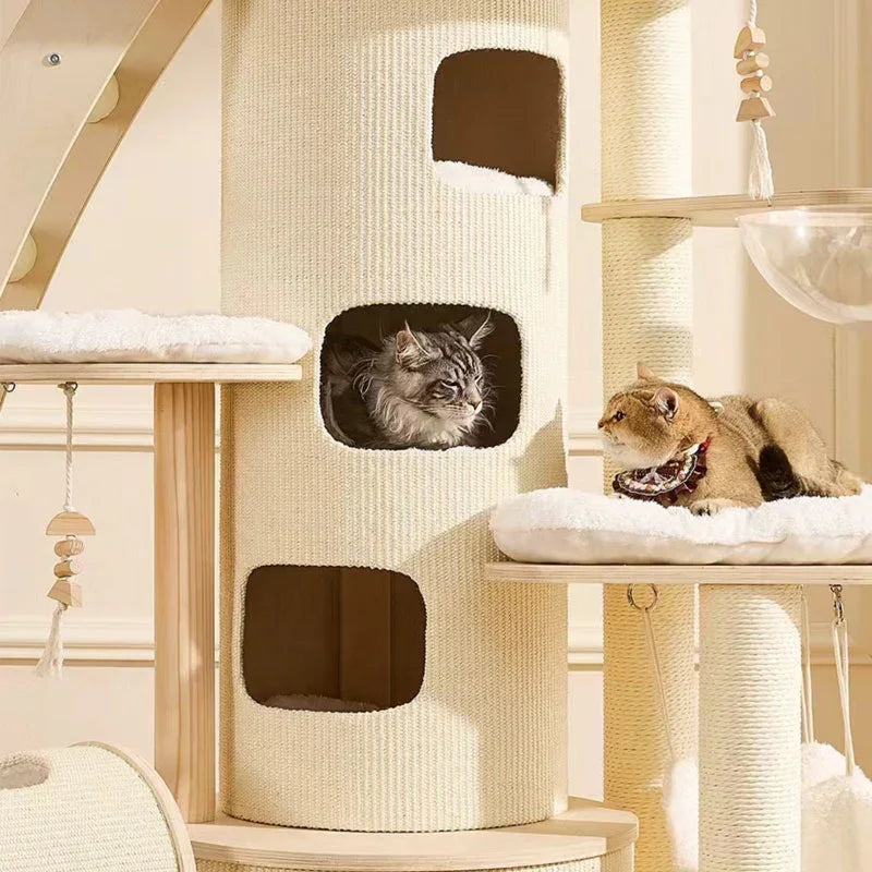 6.6 FT Tall Cat Castle with Ladder Large Climbing Tree