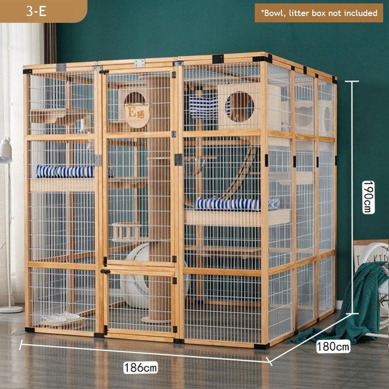 Large Wooden Outdoor Cat Enclosure White Mesh