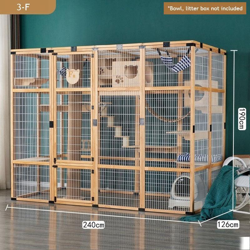 Large Wooden Outdoor Cat Enclosure White Mesh