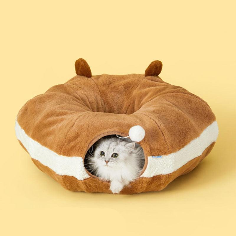 Bear Warm Cat Tunnel Foldable Cat Bed