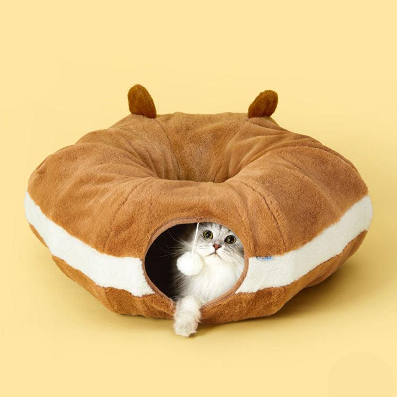 Bear Warm Cat Tunnel Foldable Cat Bed