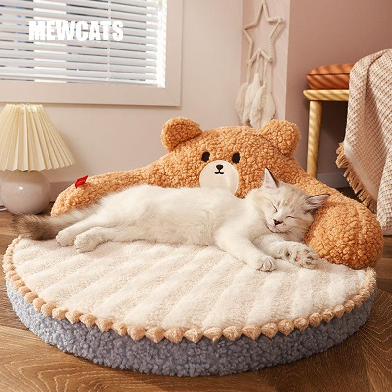 Bear Cat Bed Mat Fluffy Pemovable Pet Pad