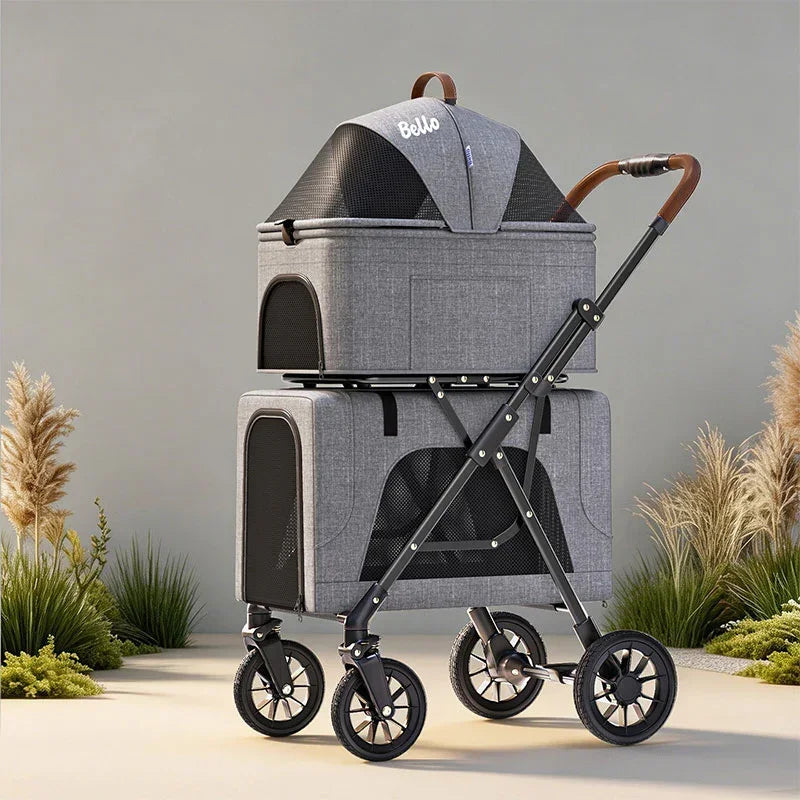 Bello Detachable Double Stroller 3 Color Cat Carrier with Wheels