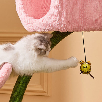 Blooming Tulip Cat Climbing Tree