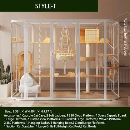 Boho Large Panoramic DIY Cat Villa-White