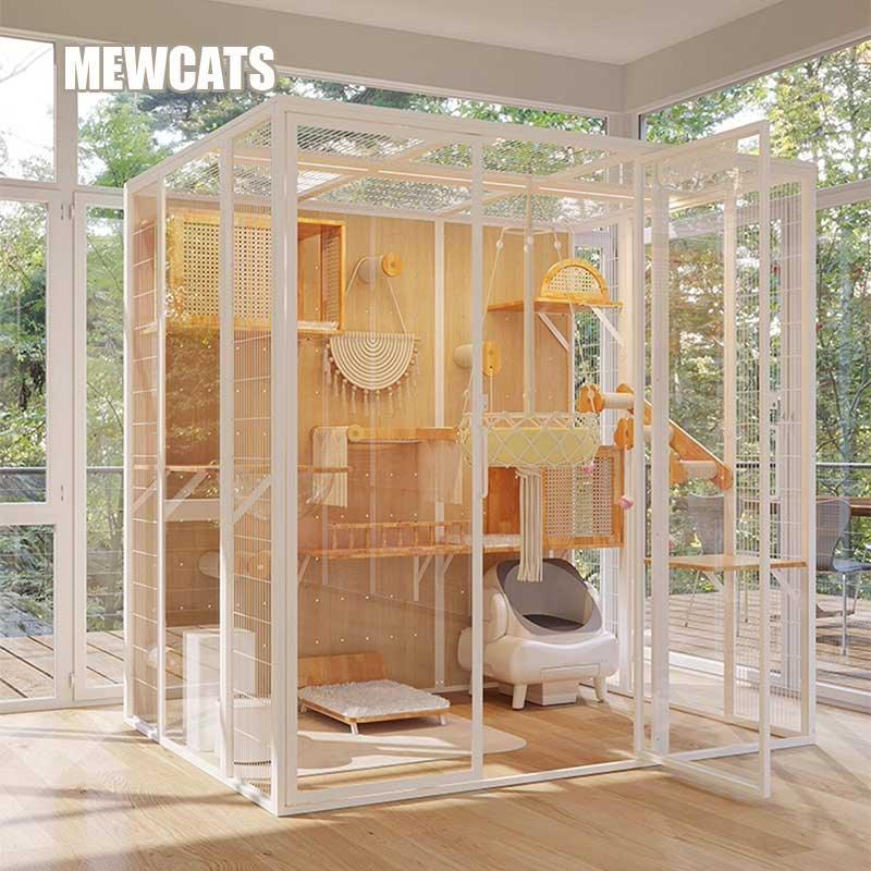 Luxury Panoramic Cat Villa with Glass Walls & LED Lighting – MEWCATS