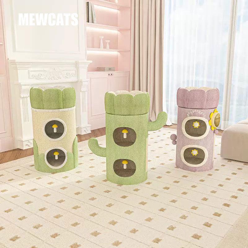 Cactus Cat Climbing Frame Tree with Bed