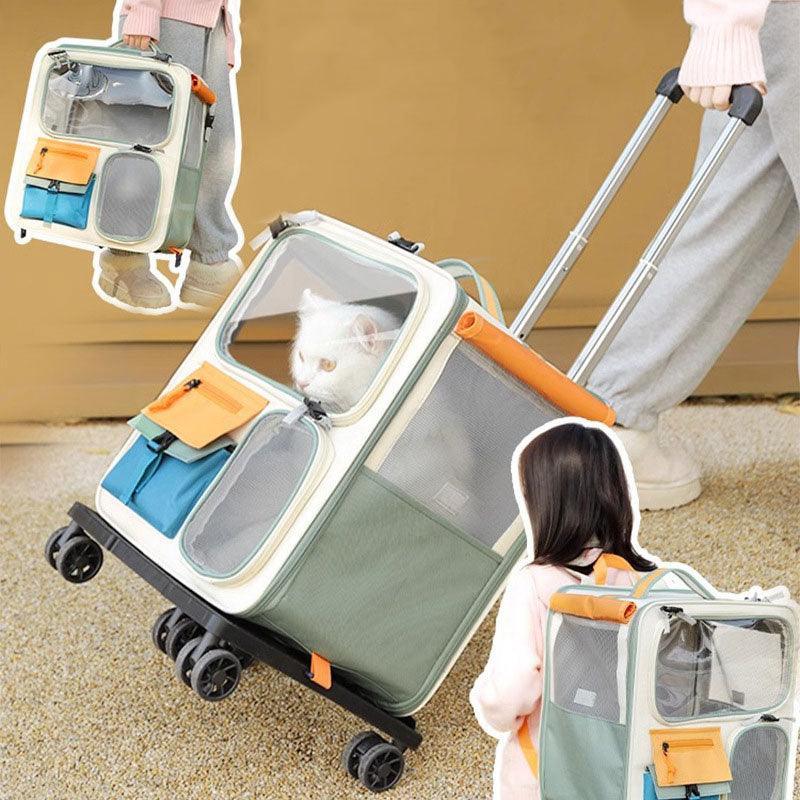 Cat Carrier Backpack with Wheels Trolley Bag 