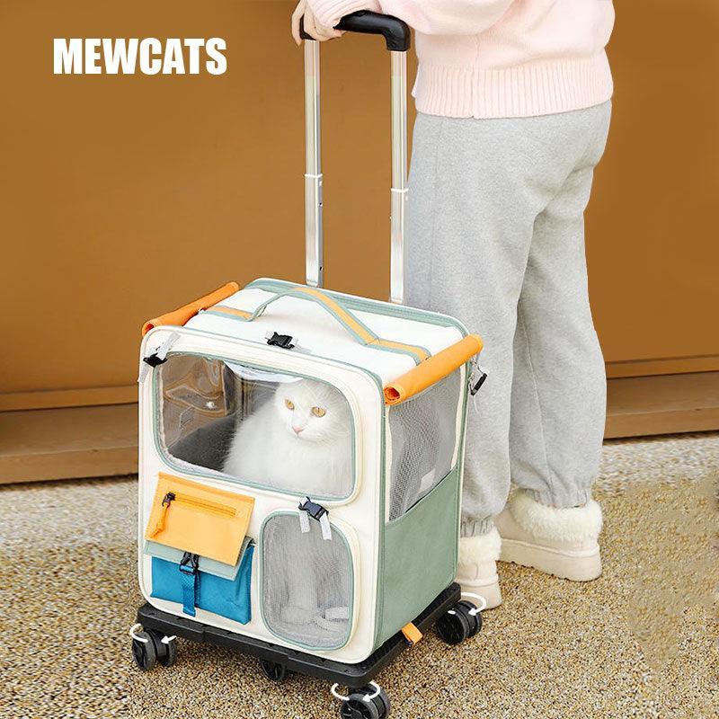 Cat Carrier Backpack with Wheels Trolley Bag 