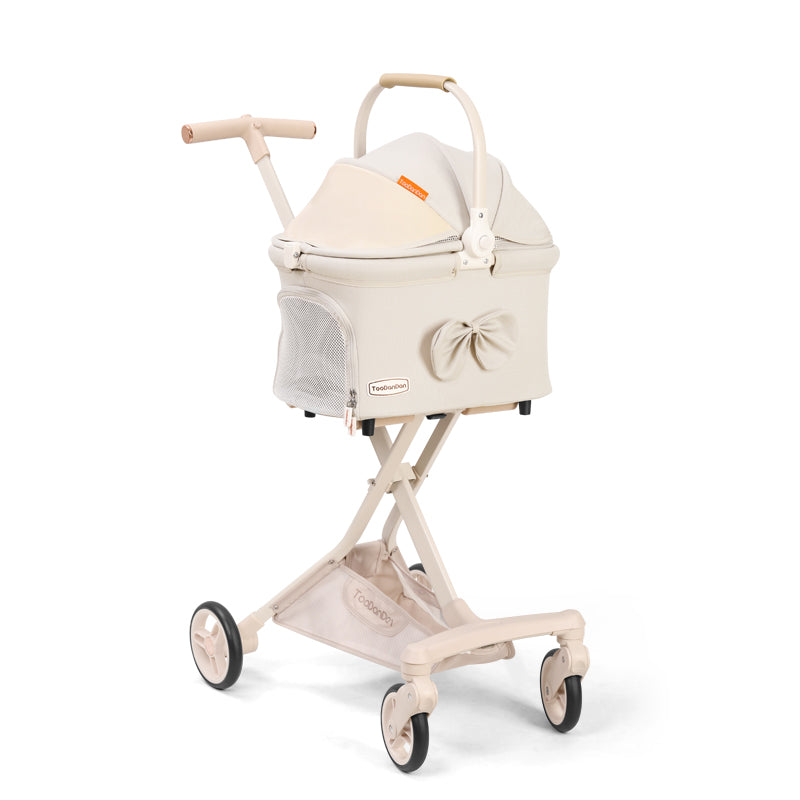 Cat Stroller Carrier With Wheels Foldable Basket