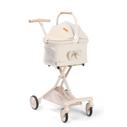 Cat Stroller Carrier With Wheels Foldable Basket
