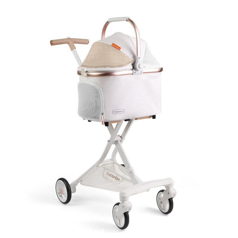 Cat Stroller Carrier With Wheels Foldable Basket