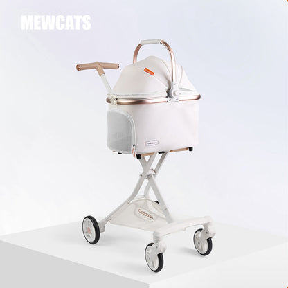 Cat Stroller Carrier With Wheels Foldable Basket