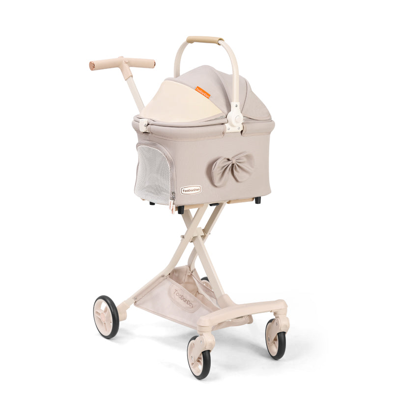 Cat Stroller Carrier With Wheels Foldable Basket