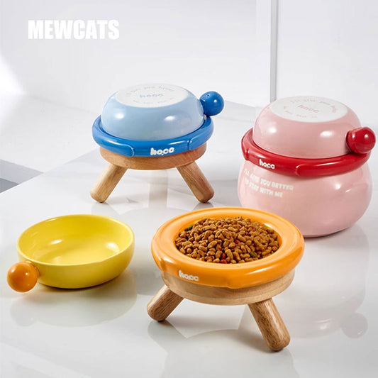 Ceramic Cat Food Water Bowl Dishes 4 in 1 