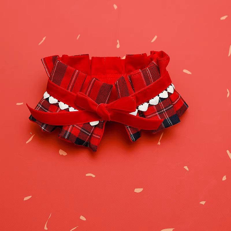 Christmas Beret Cat Hat Collar Clothes Set