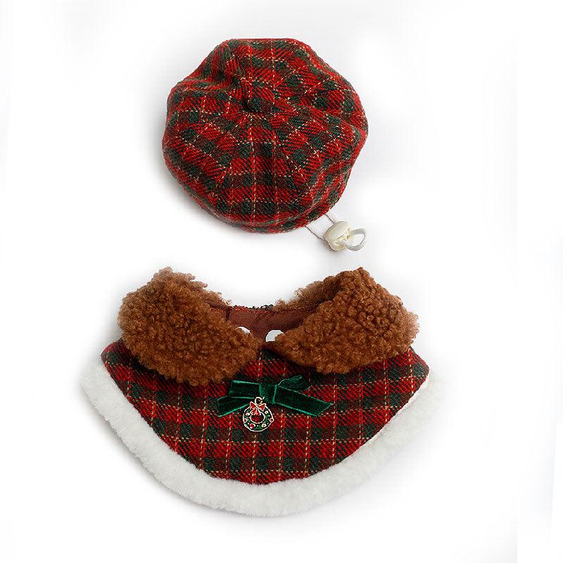 Christmas Cat Hat Collar Bib Clothes Set