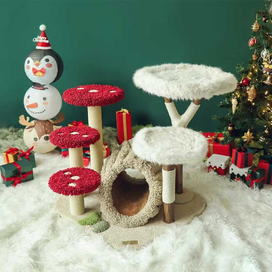 Christmas Jungle Paradise Cat Climbing Tree