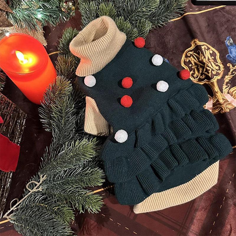 Christmas Lapel Sweater Dress Hairless Cat Clothes
