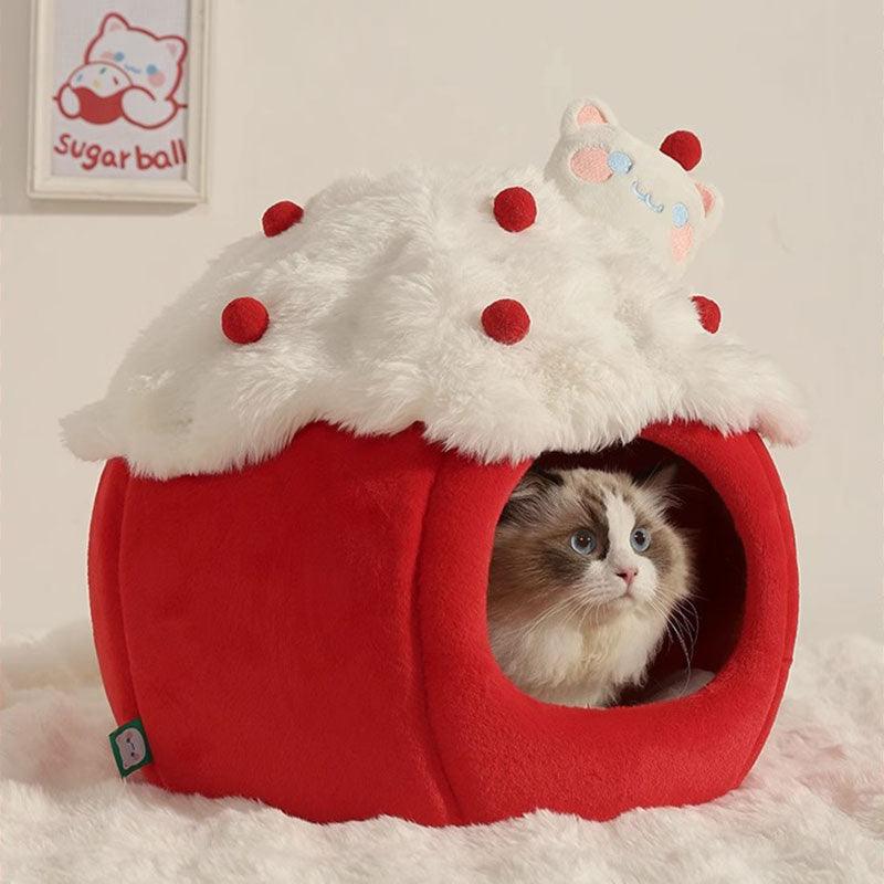 Christmas Snowball Cat Bed Cave Cute Nest