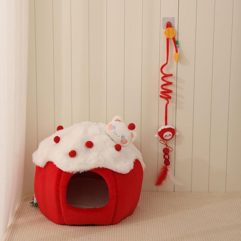 Christmas Snowball Cat Bed Cave Cute Nest