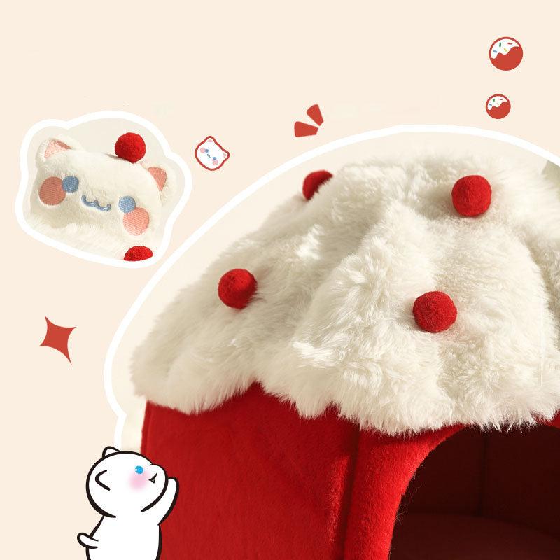 Christmas Snowball Cat Bed Cave Cute Nest