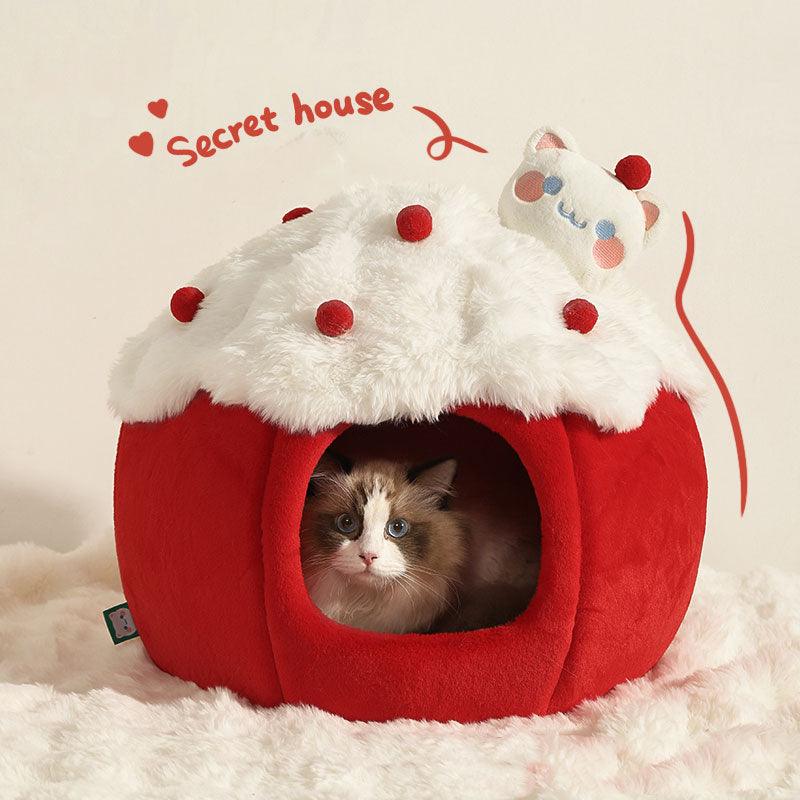 Christmas Snowball Cat Bed Cave Cute Nest