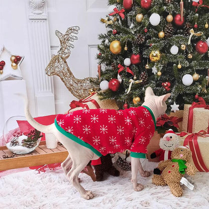 Christmas Sphynx Cat Sweater Hat Set Clothes