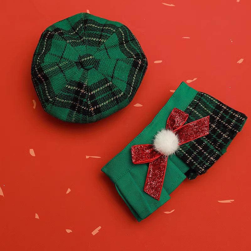 Christmas Cat Hat Collar Bib Clothes Set (8)