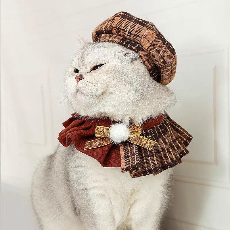 Christmas Cat Hat Collar Bib Clothes Set (8)