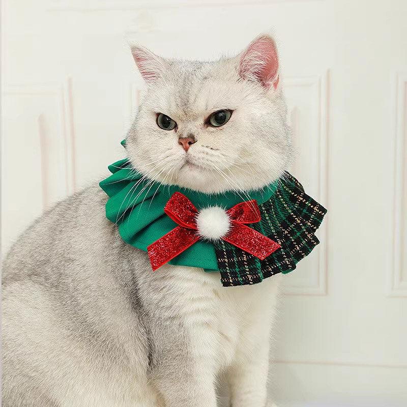 Christmas Cat Hat Collar Bib Clothes Set (8)
