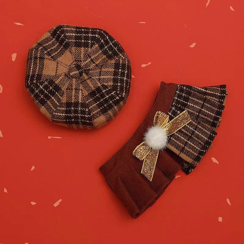 Christmas Cat Hat Collar Bib Clothes Set (8)