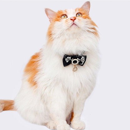 Classic Bow Cat Collar Black and White