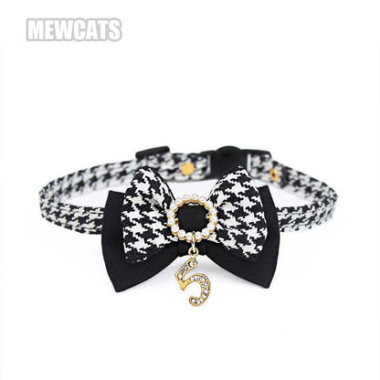 Classic Bow Cat Collar Black and White