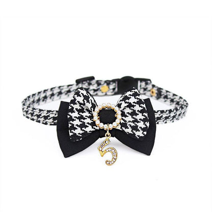 Classic Bow Cat Collar Black and White