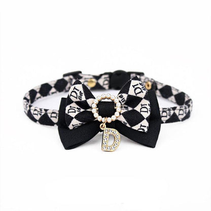 Classic Bow Cat Collar Black and White