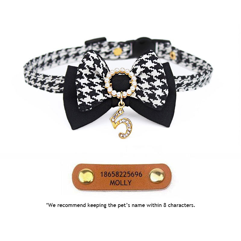 Classic Bow Cat Collar Black and White