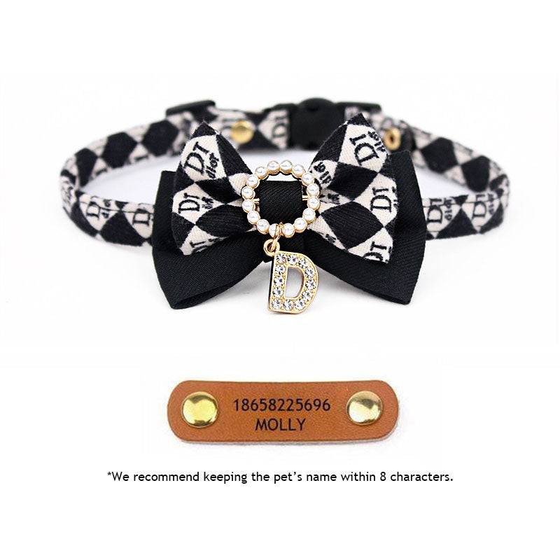 Classic Bow Cat Collar Black and White