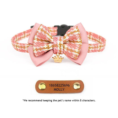 College Style Bow Cat Collar